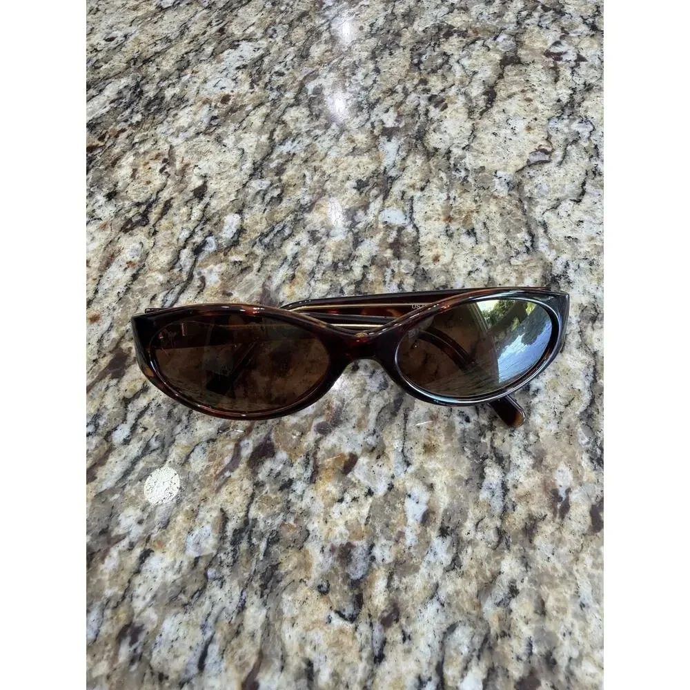 Maui Jim MJ-125-10 Oval Sport Wrap Polarized Sunglasses Brown 55-145 w/ Case